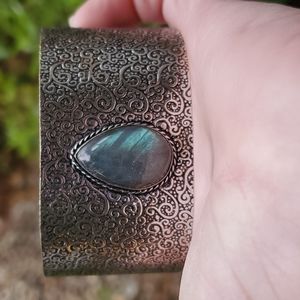 New Oversized Labradorite 925 Silver Cuff Bracelet.